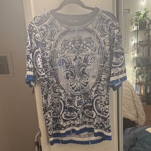 Dolce & Gabbana Blue and White Short Sleeve Tee